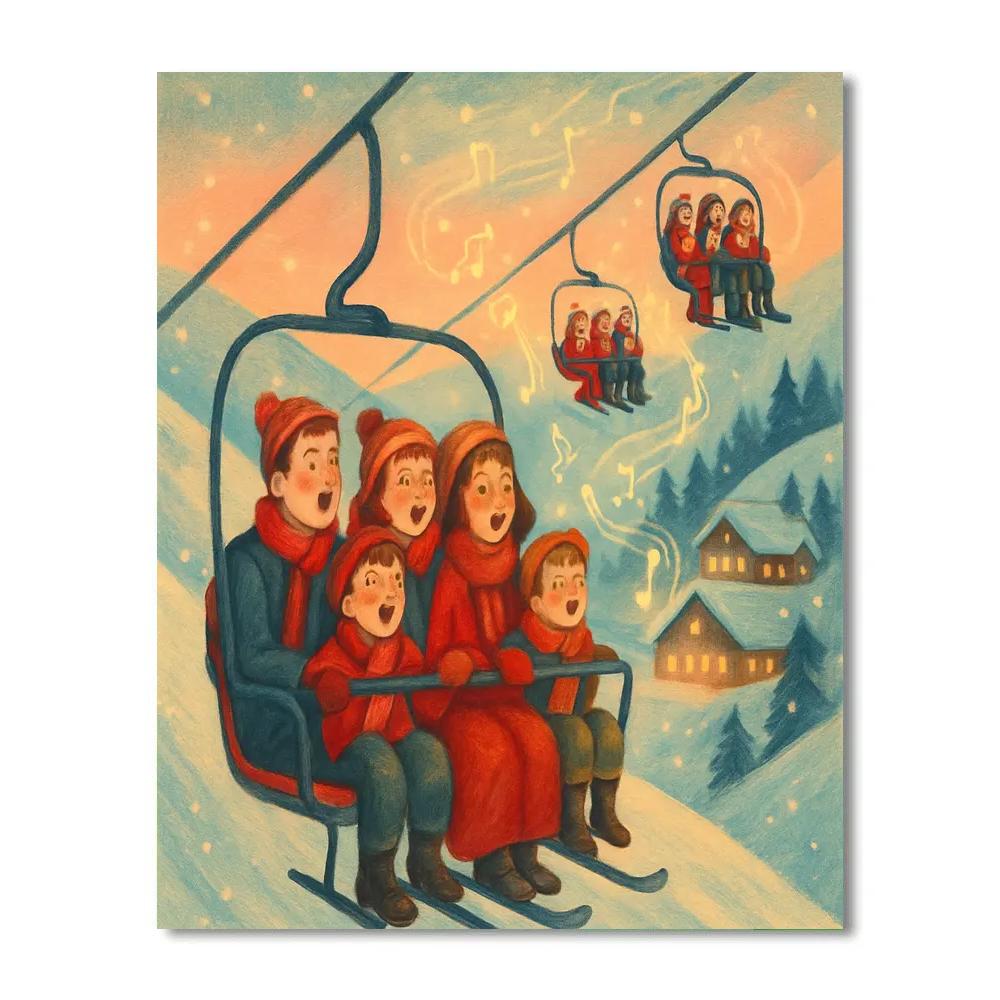 Alpine Christmas Choir On The Lift painting number kit