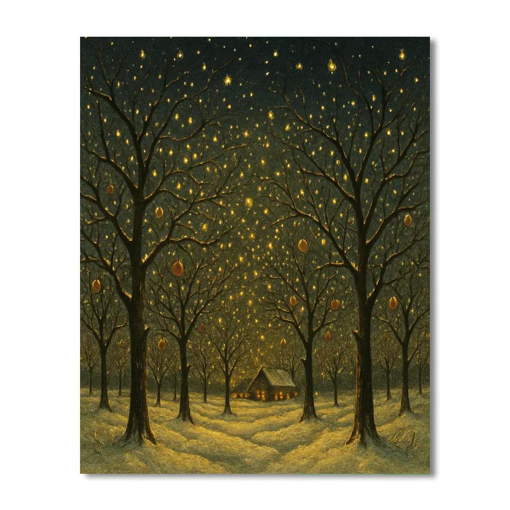 Christmas Firefly Orchard Night painting number kit