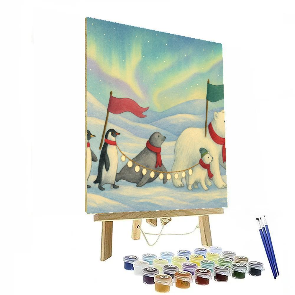 Snowy Polar Christmas Parade Numbered painting kits