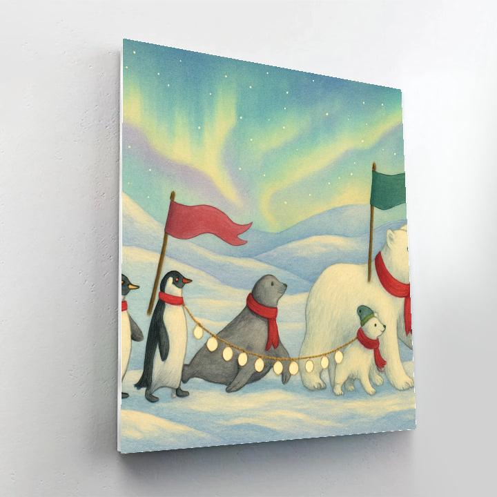 Snowy Polar Christmas Parade Numbered painting kits