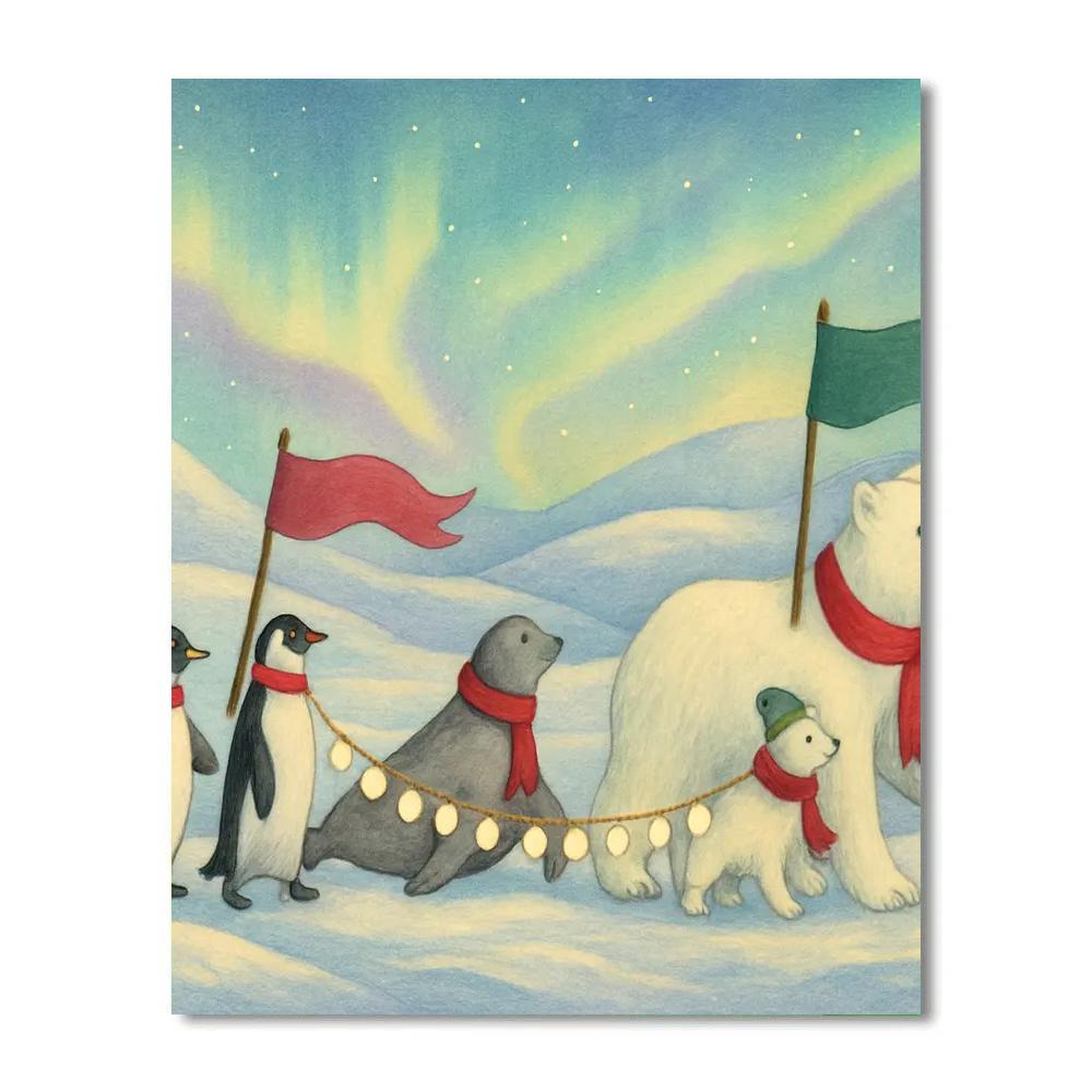Snowy Polar Christmas Parade Numbered painting kits