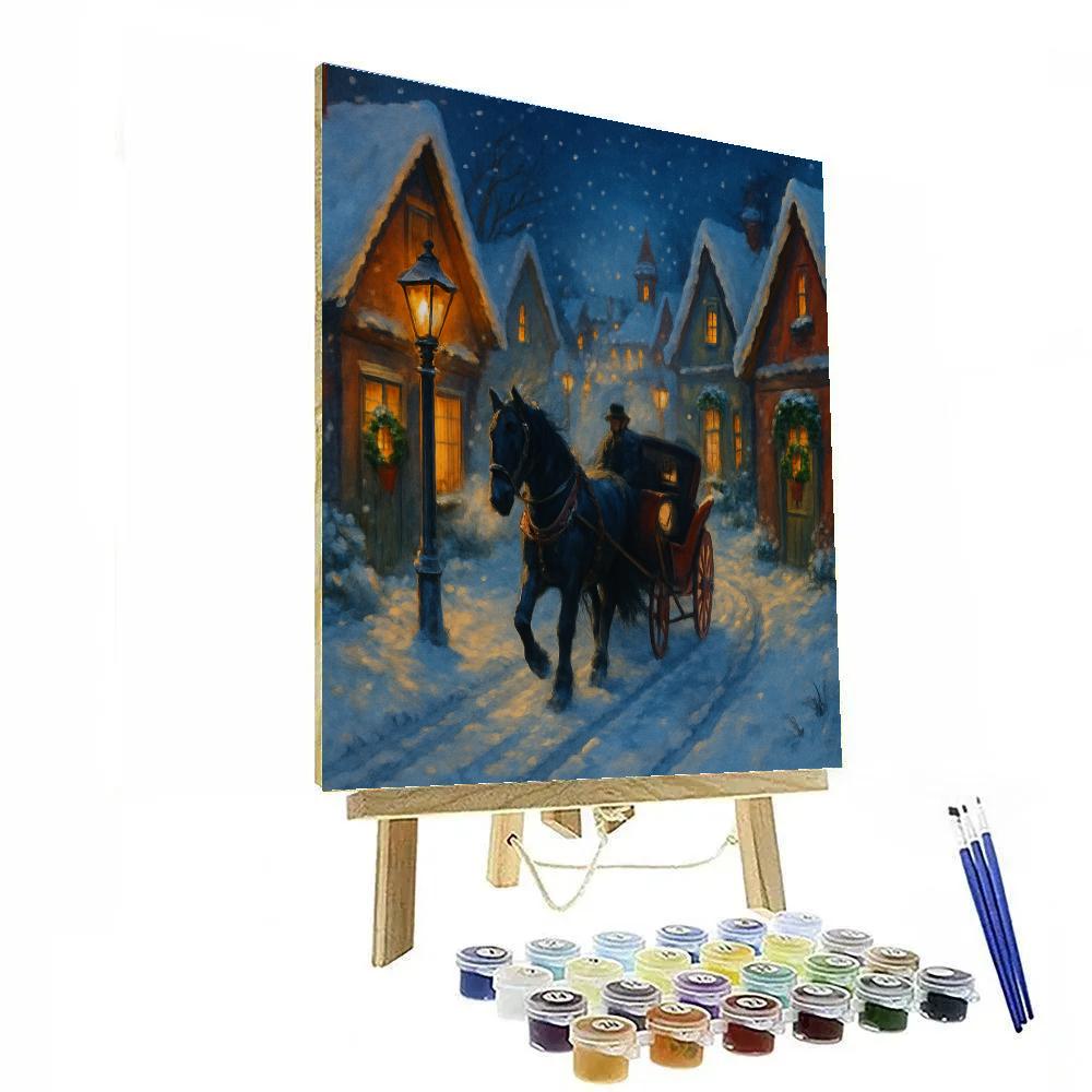 Midnight Carriage Through Snowy Lantern Lane Paint by numbers kits