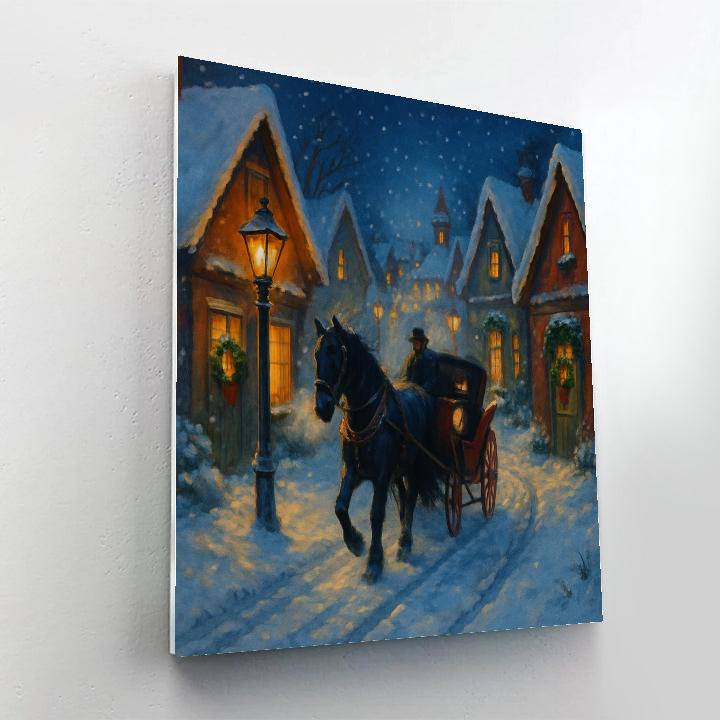 Midnight Carriage Through Snowy Lantern Lane Paint by numbers kits