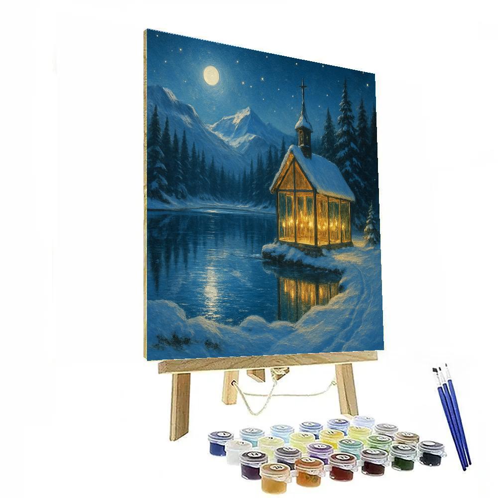 Silent Night Over Crystal Chapel Lake Numbered painting kits