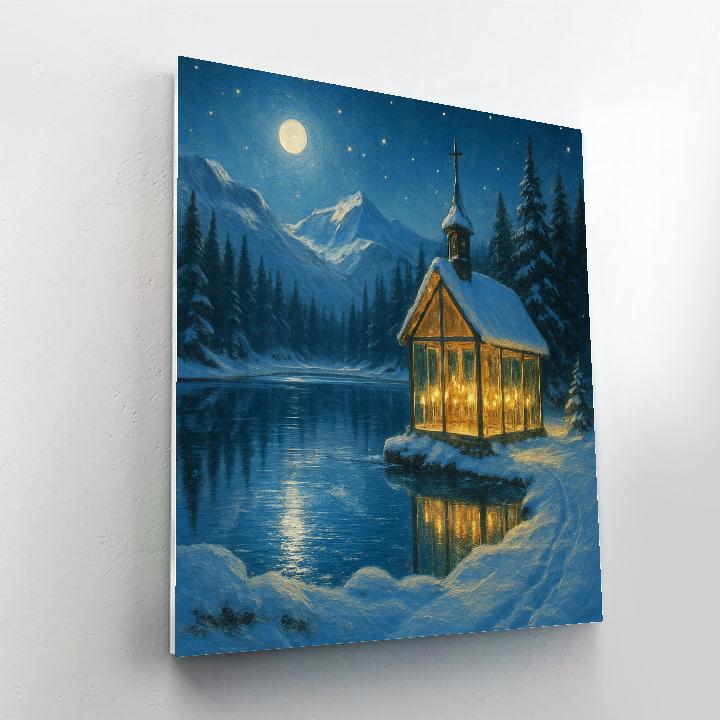 Silent Night Over Crystal Chapel Lake Numbered painting kits