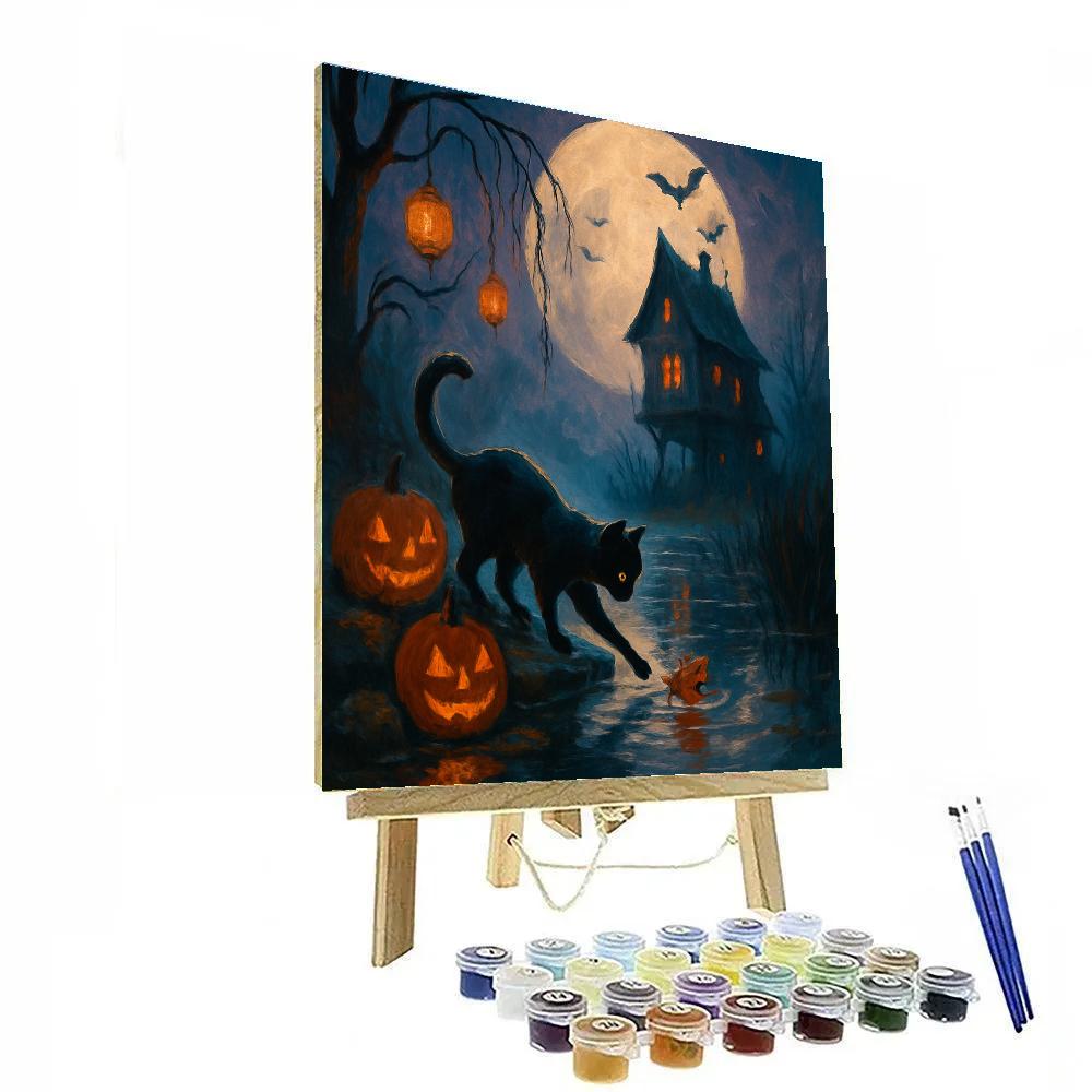 Lanterns Along The Whispering Marsh Road Number painting