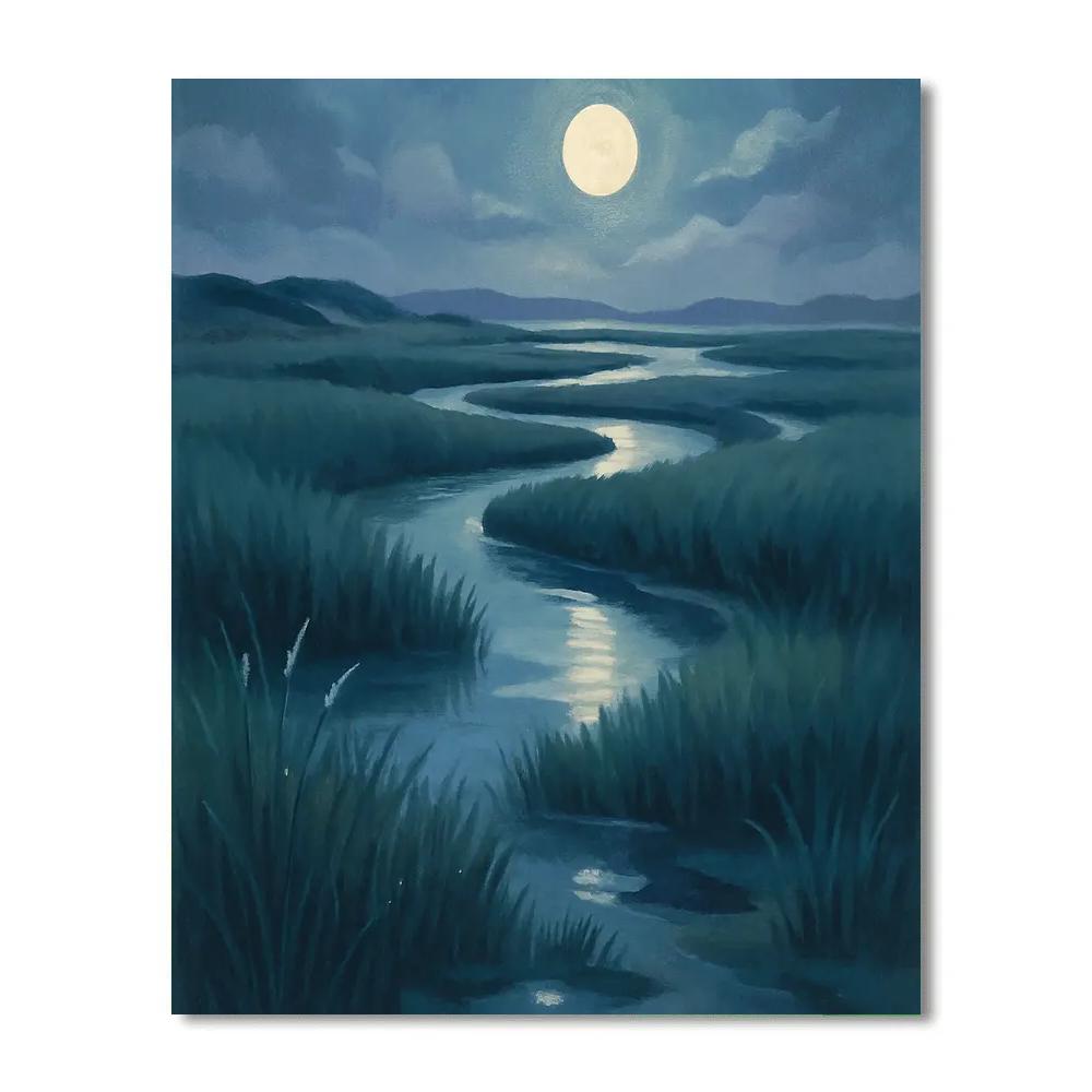 Moonlit Salt Marsh Lullaby paint by number