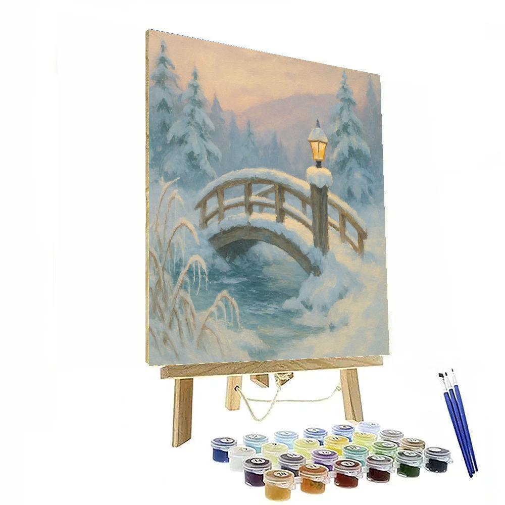 Lantern Light Over The Frozen Footbridge painting number kit
