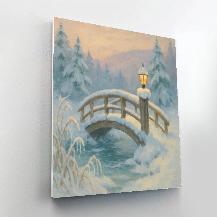 Lantern Light Over The Frozen Footbridge painting number kit