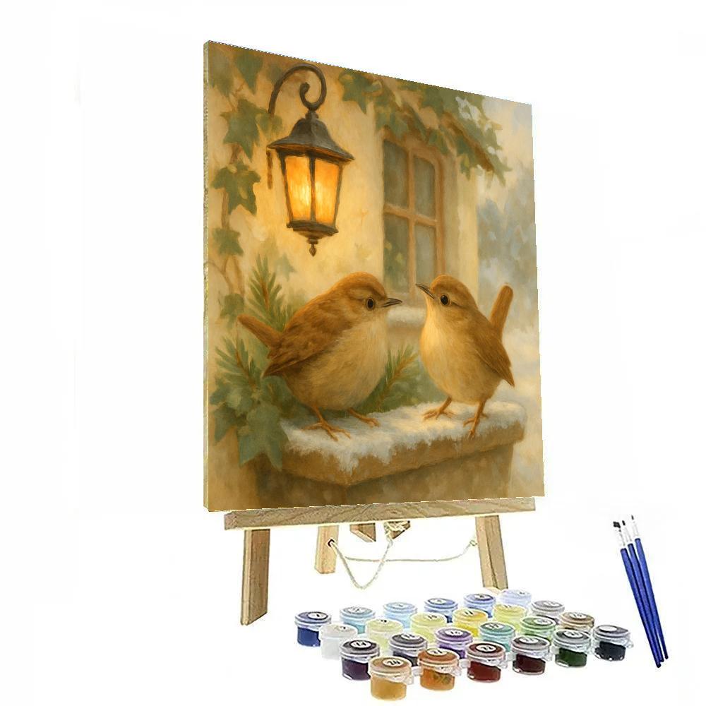 Lantern Light Wrens At The Cottage Window Number painting