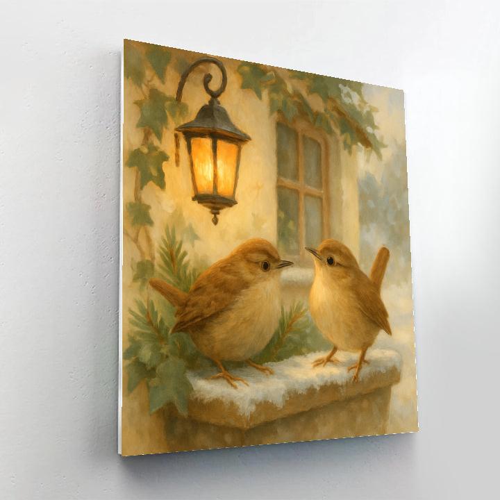 Lantern Light Wrens At The Cottage Window Number painting