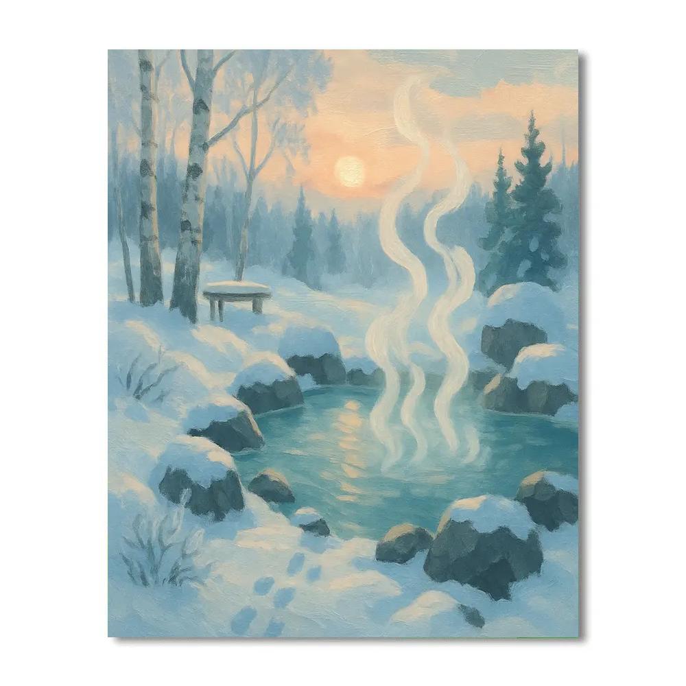 Sunrise Steam Above The Winter Hot Springs painting number kit