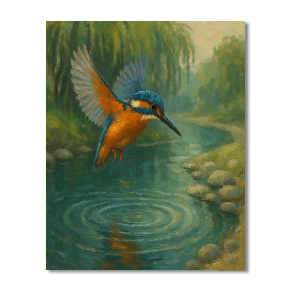Kingfisher Ripple Mirror At Willow Bend paint by color