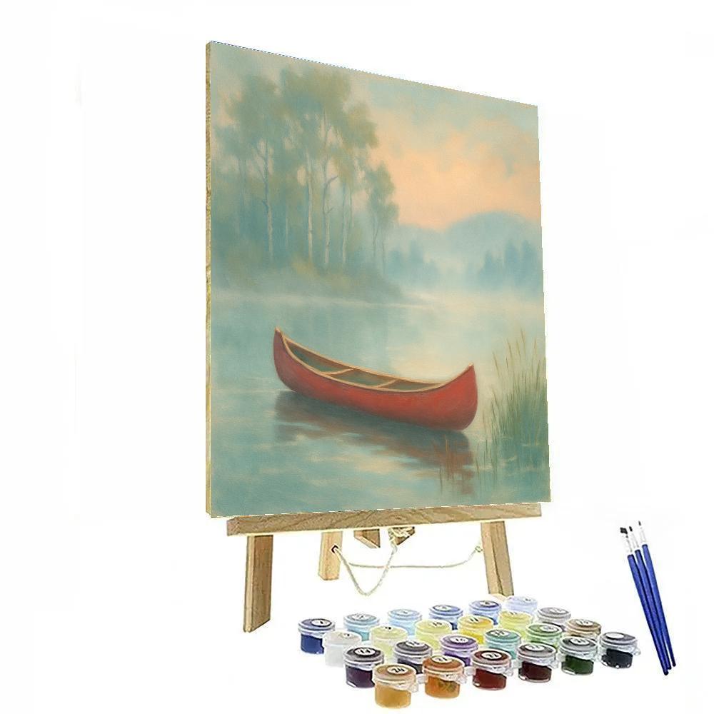 Misty Morning Canoe Drift Painting by numbers kit