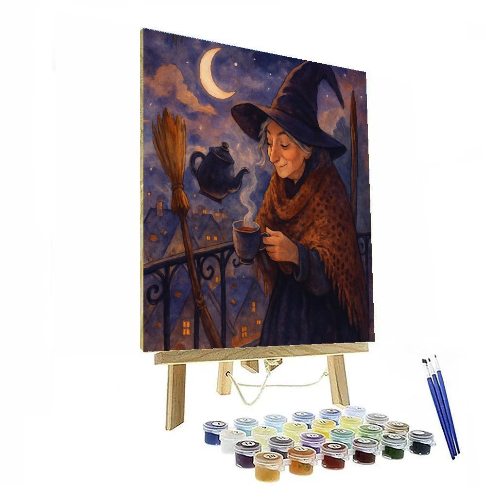 Midnight Tea On The Witchs Balcony paint by color