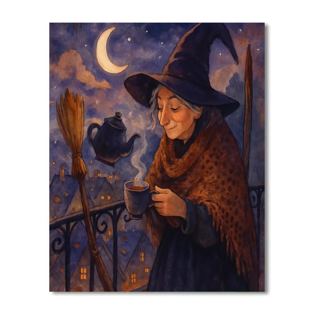 Midnight Tea On The Witchs Balcony paint by color
