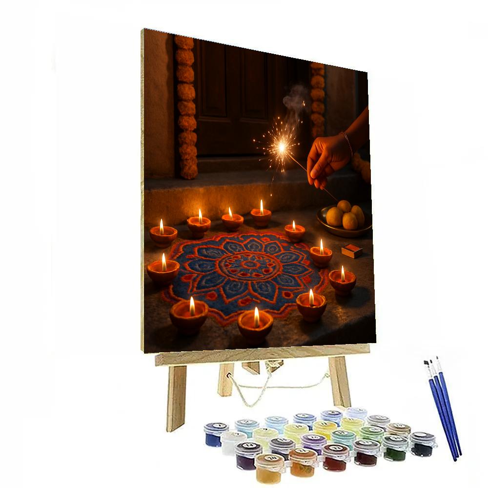 Diwali Doorstep Diyas And Rangoli painting number kit
