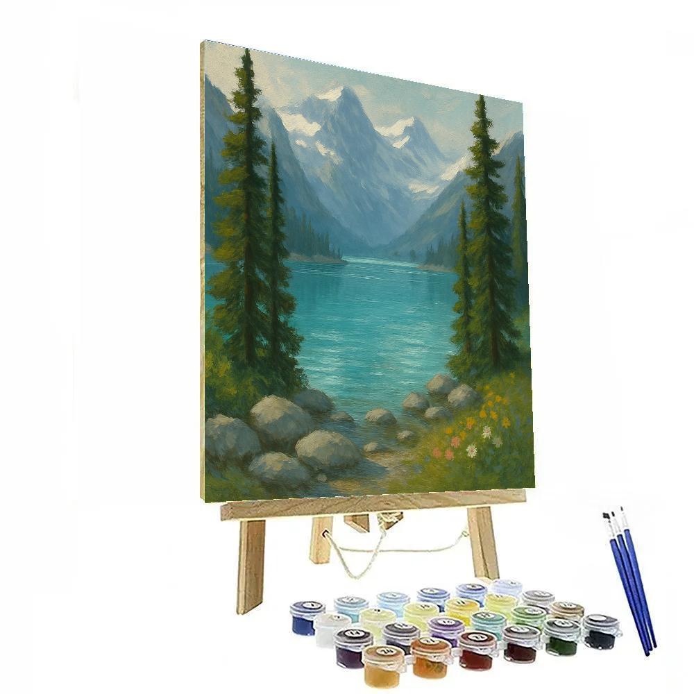Glacier Lake Under Whispering Pines DIY paint by numbers