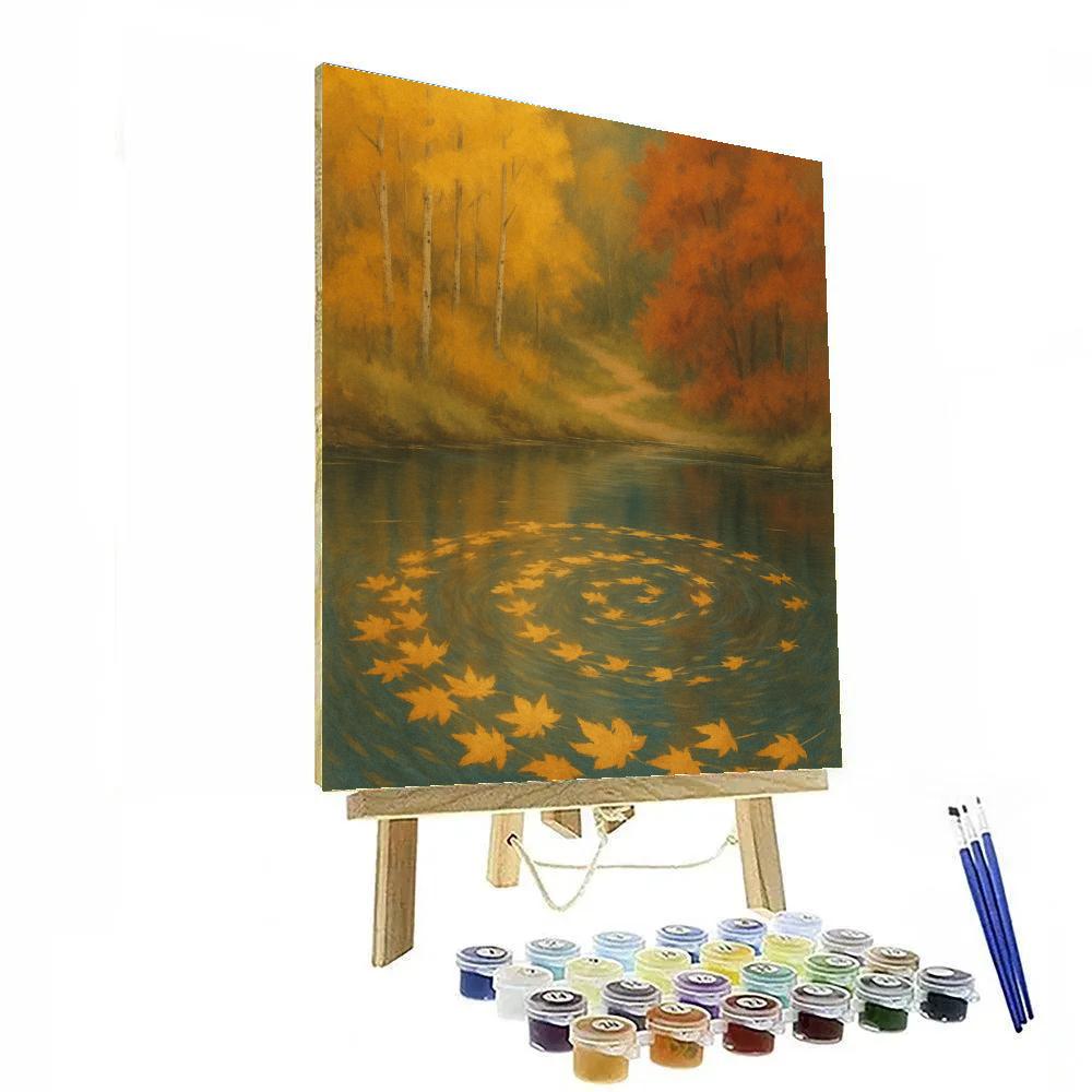 Autumn Leaves On Mirror Lake Bend Number painting