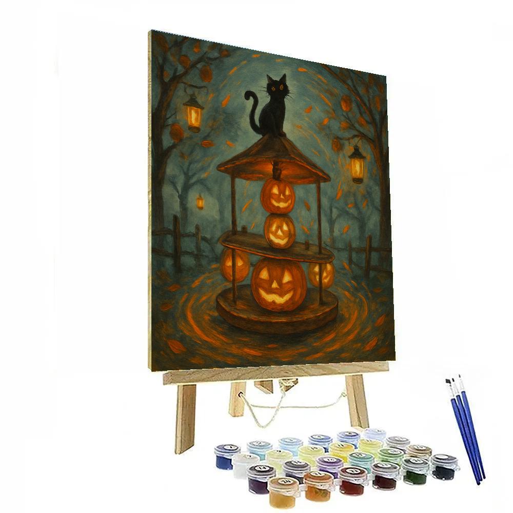Jack O Lantern Carousel In The Orchard Mist paint by number