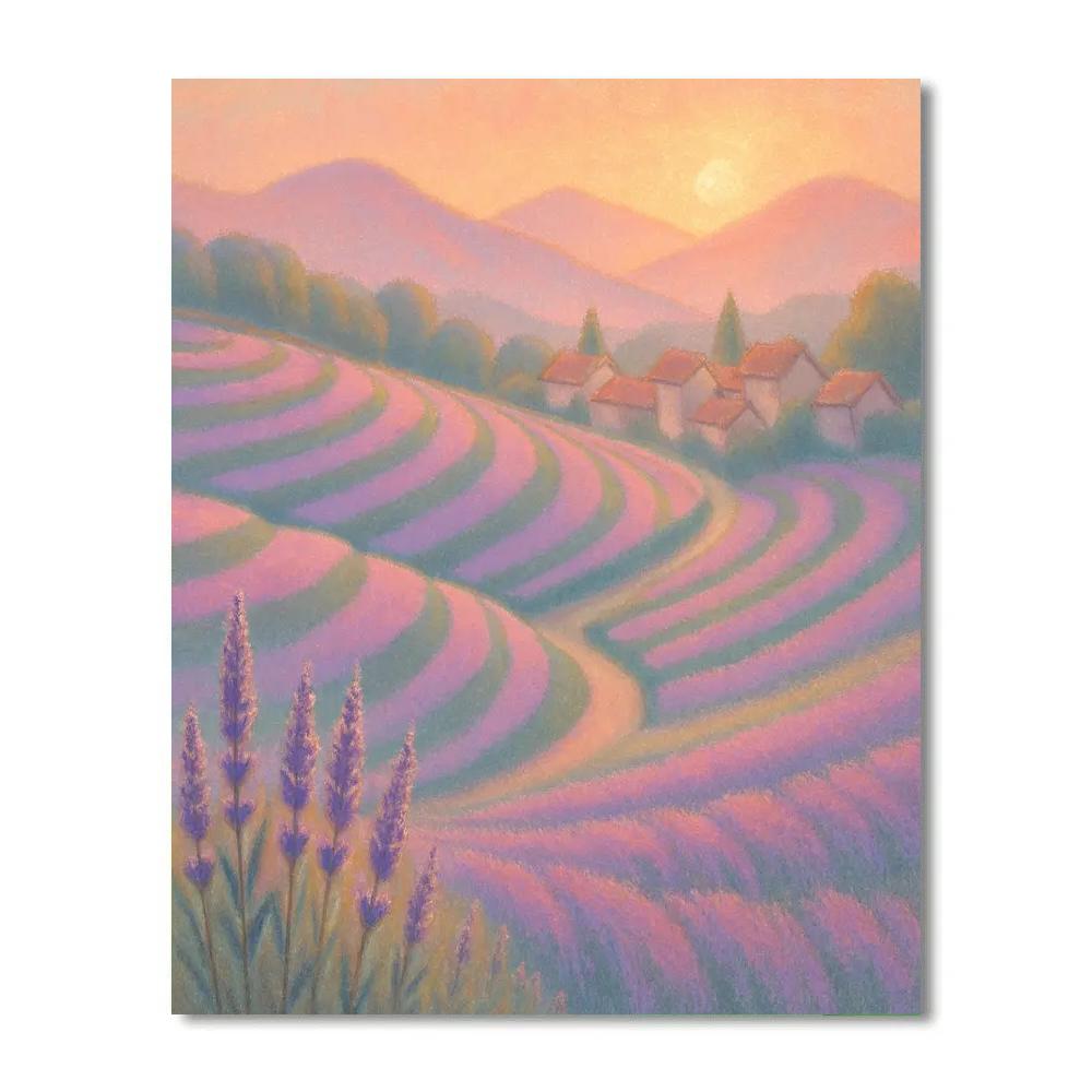 Sunrise Over The Lavender Terrace Fields Numbered painting kits
