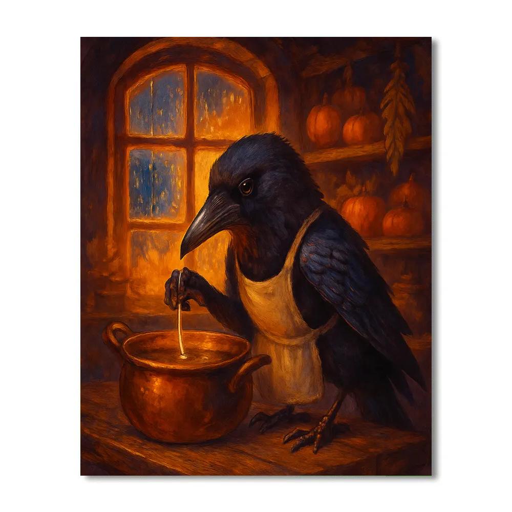 Cottage Of The Candle Making Crow painting number kit