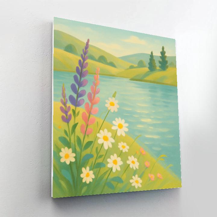 Wildflower Shoreline In Summer Stillness Paint by numbers art