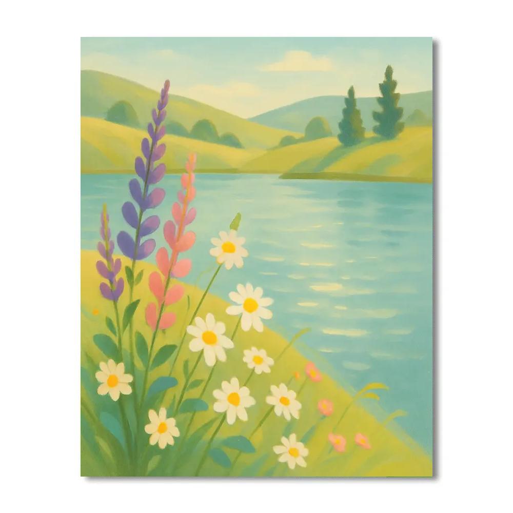 Wildflower Shoreline In Summer Stillness Paint by numbers art