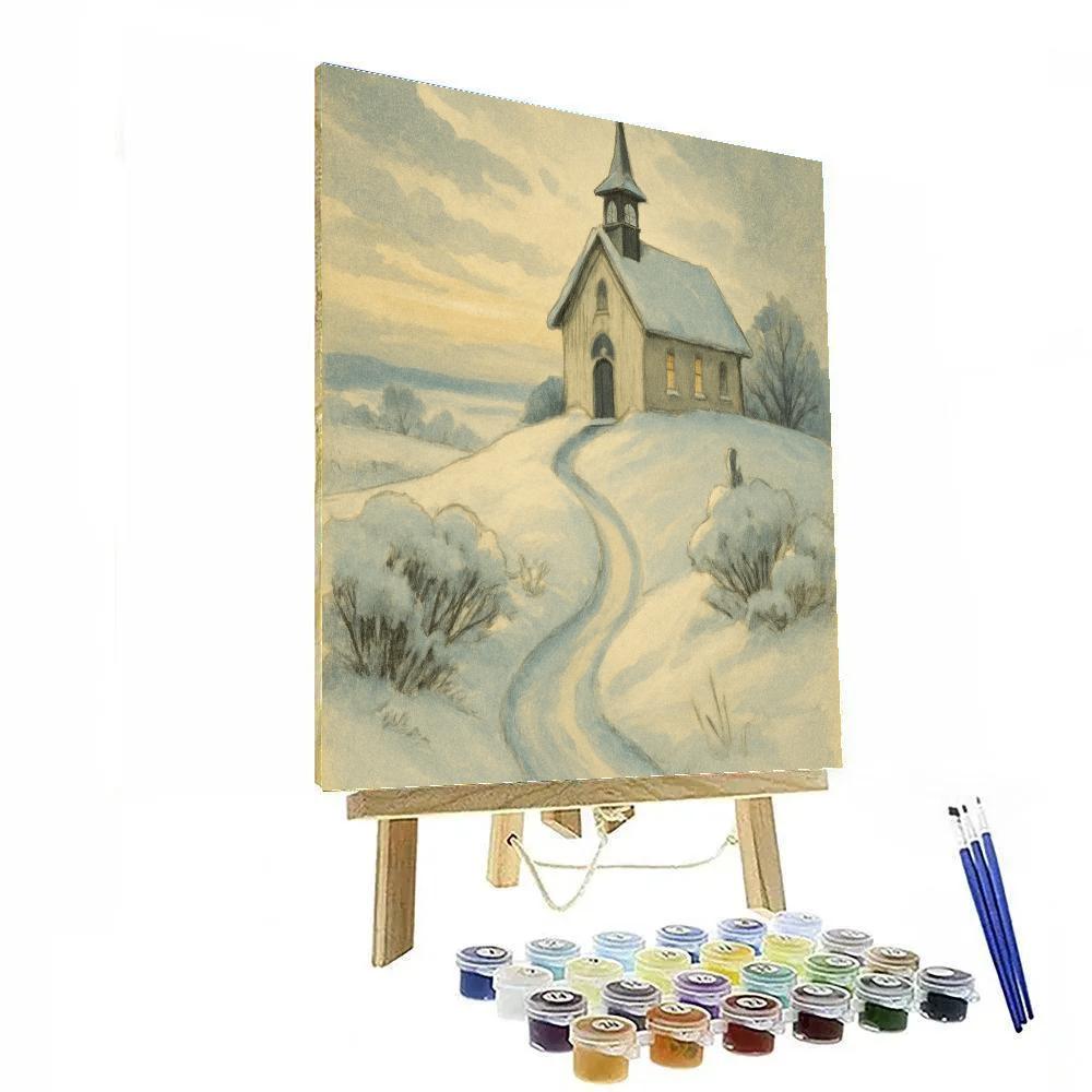 The Country Church And The Bell Snowdrift Paint by numbers kits