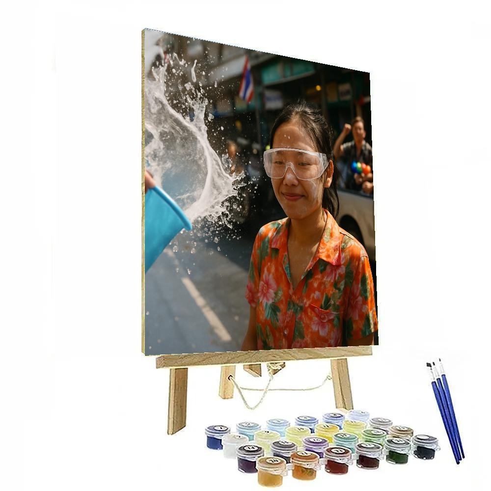 Songkran Splash On Bangkok Street painting number kit