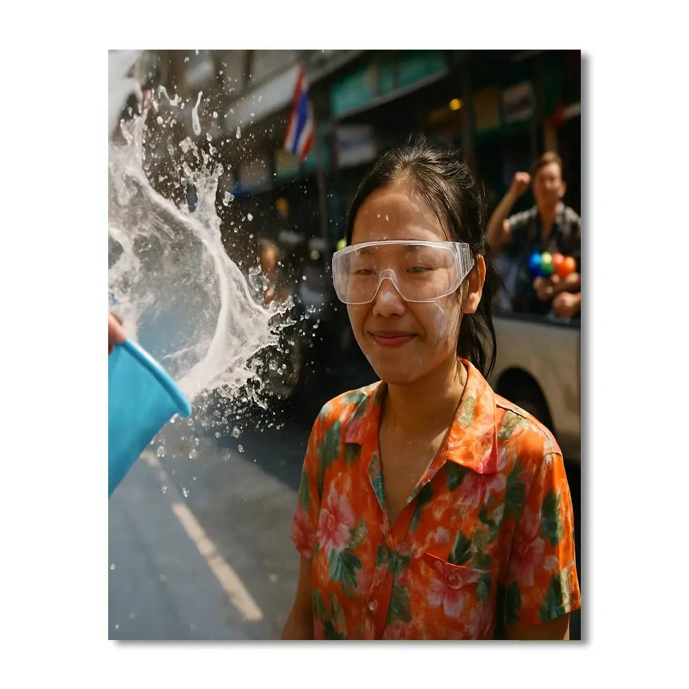 Songkran Splash On Bangkok Street painting number kit