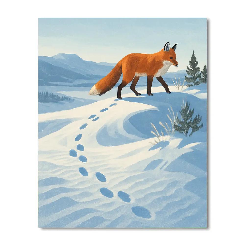 Fox Tracks Along The Snow Dune Ridge painting number kit