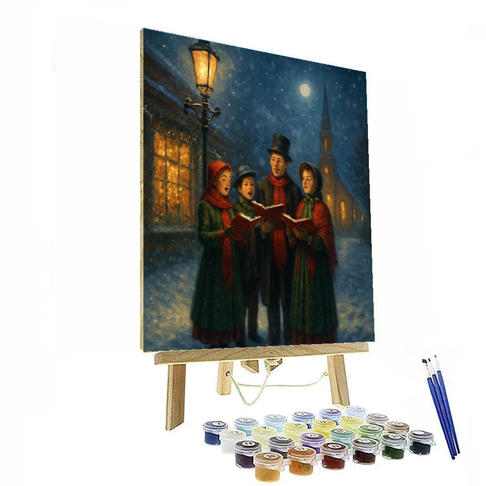 Midnight Carolers In Lantern Snow painting number kit
