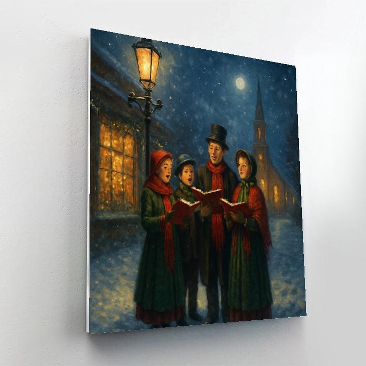 Midnight Carolers In Lantern Snow painting number kit