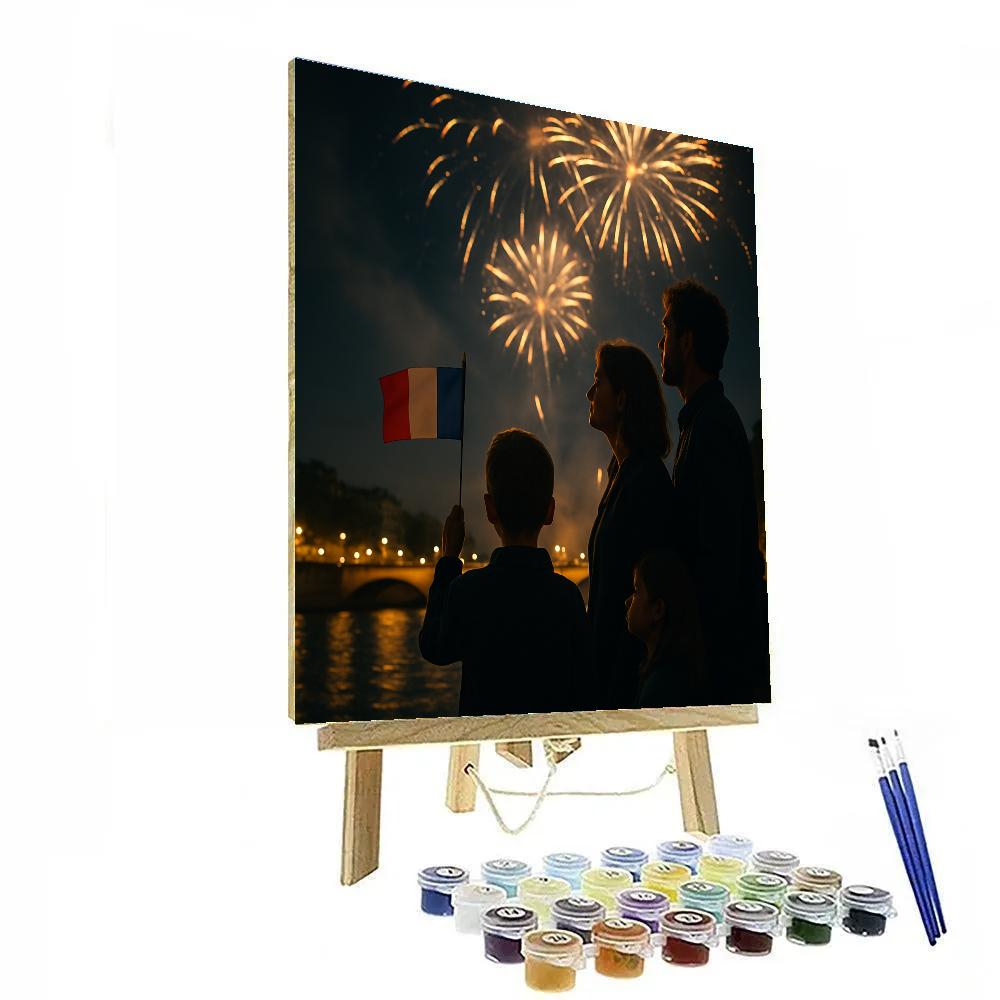 Bastille Day Fireworks Over Paris Crowd paint by numbers
