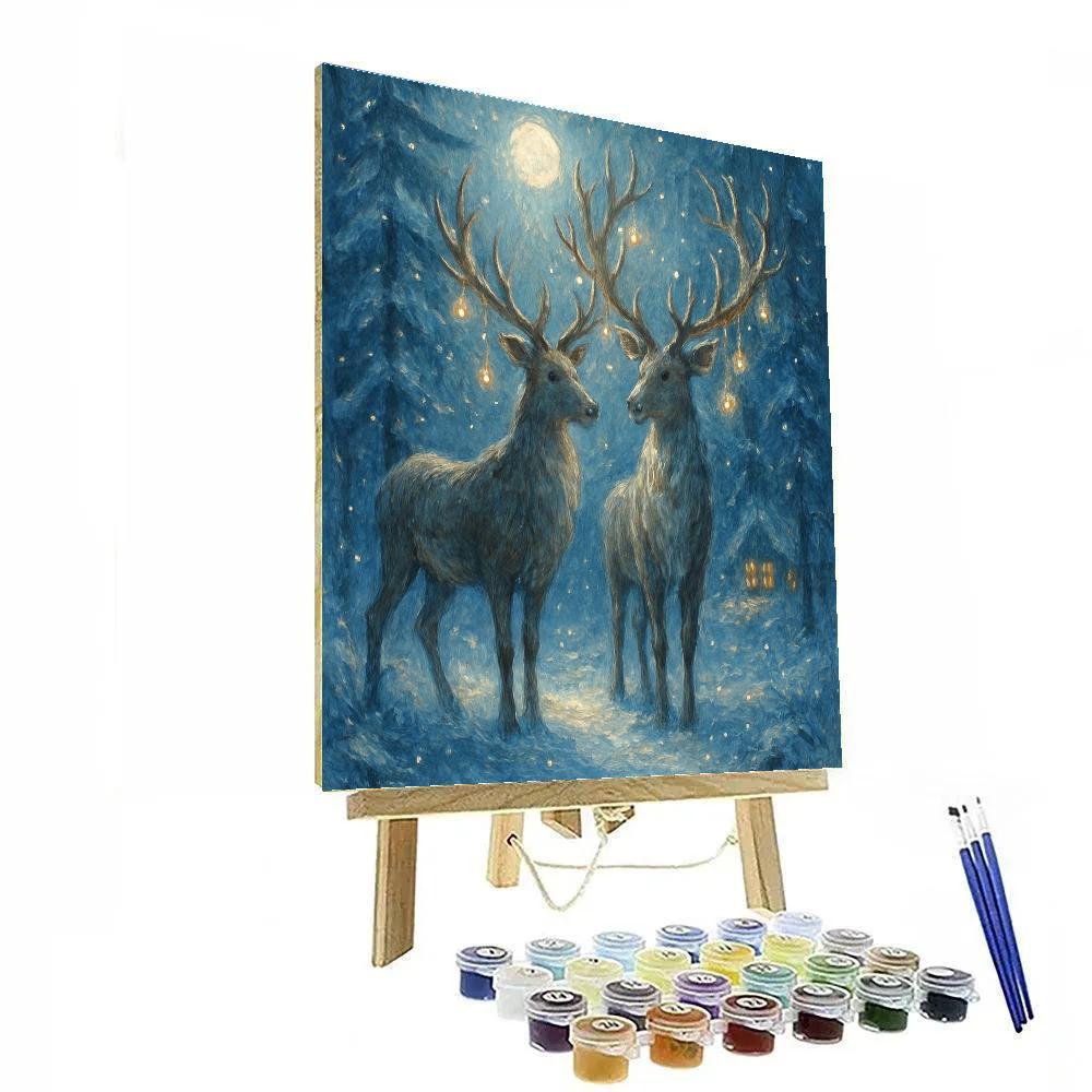 Reindeer Guardians Of The Northern Pines DIY paint by numbers
