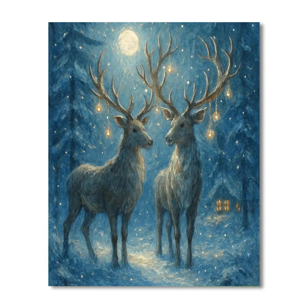 Reindeer Guardians Of The Northern Pines DIY paint by numbers