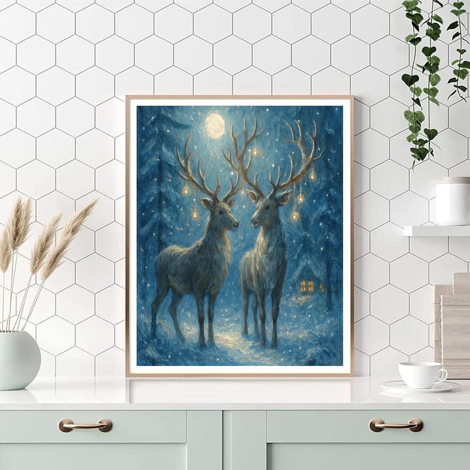 Reindeer Guardians Of The Northern Pines DIY paint by numbers
