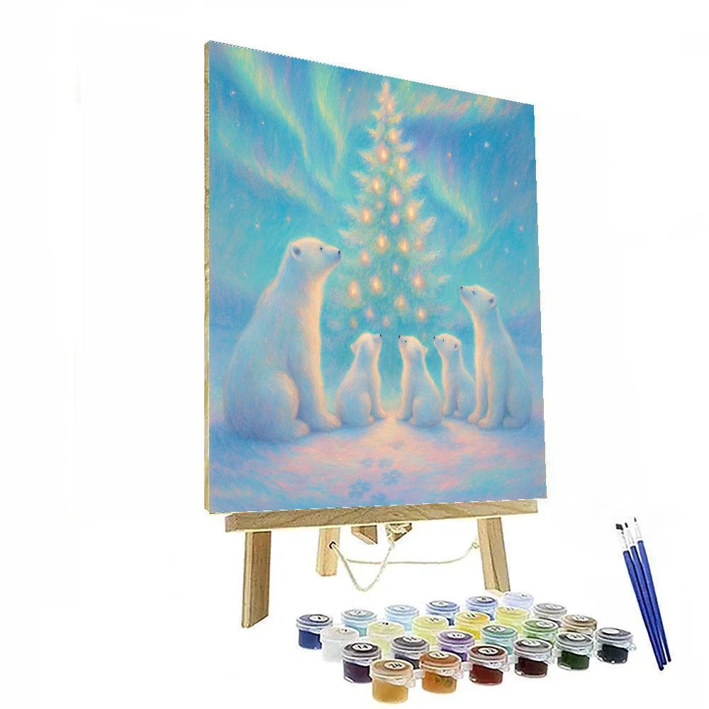 Polar Bears At The Aurora Tree Paint by numbers art
