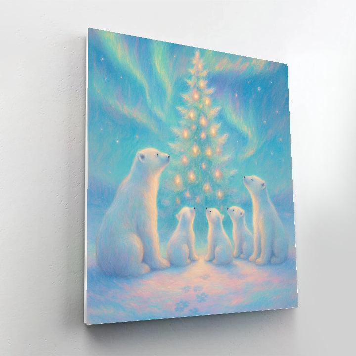 Polar Bears At The Aurora Tree Paint by numbers art