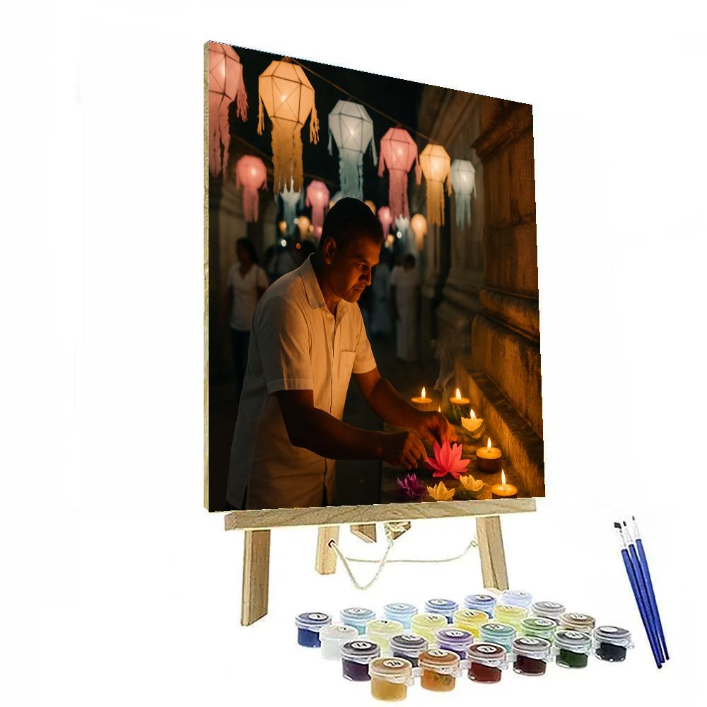 Vesak Lanterns And Offerings At A Sri Lankan Temple painting number kit