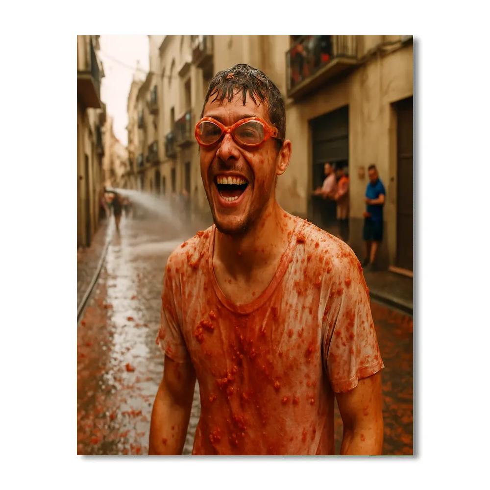 La Tomatina Aftermath In Bunol Street DIY paint by numbers