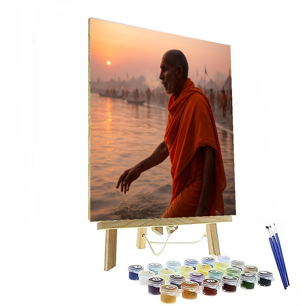 Kumbh Mela Dawn Bathing At Prayagraj Ghats Numbered painting kits