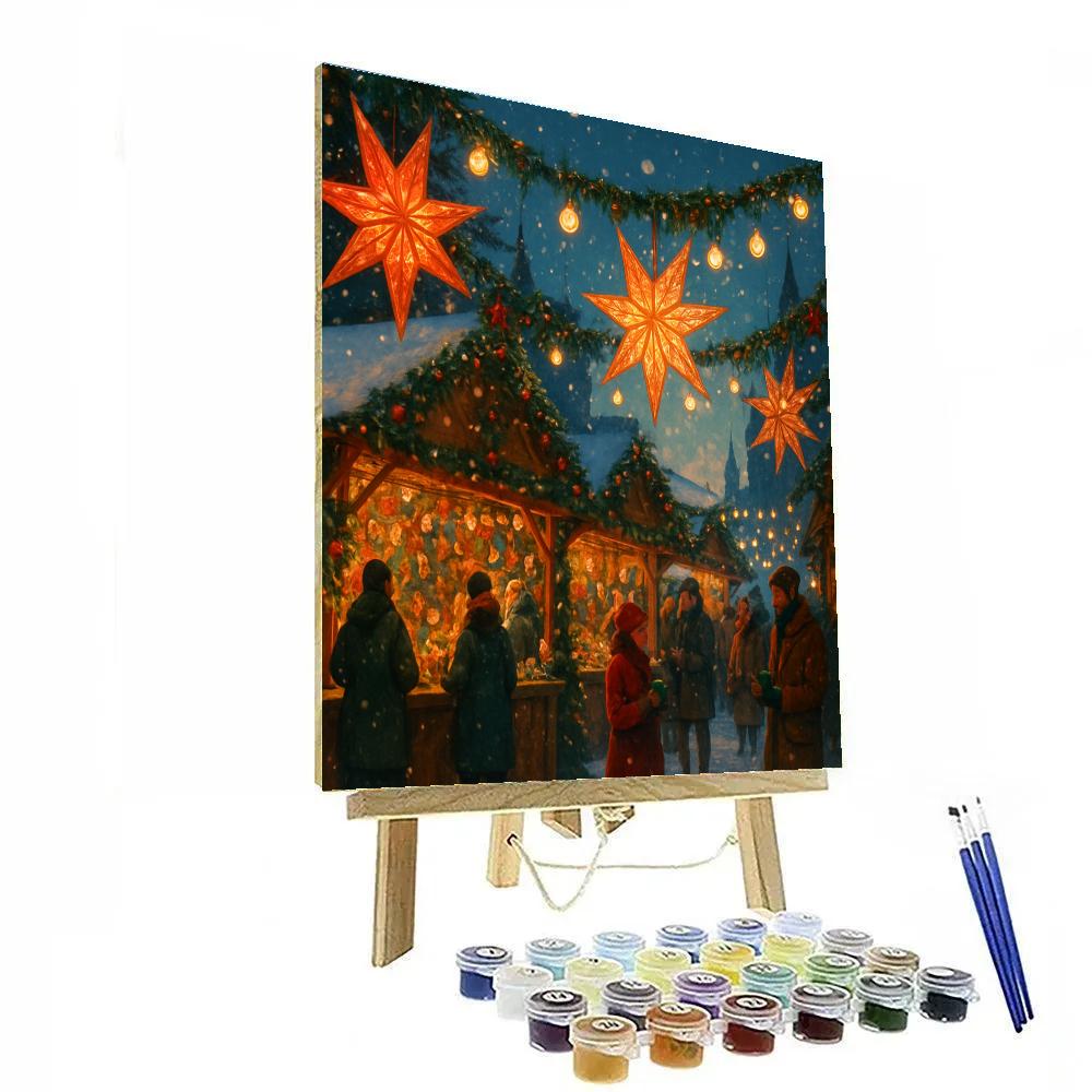 Christmas Market Under Paper Stars Paint by numbers art
