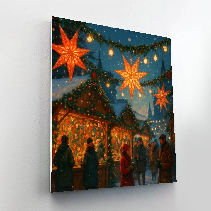 Christmas Market Under Paper Stars Paint by numbers art