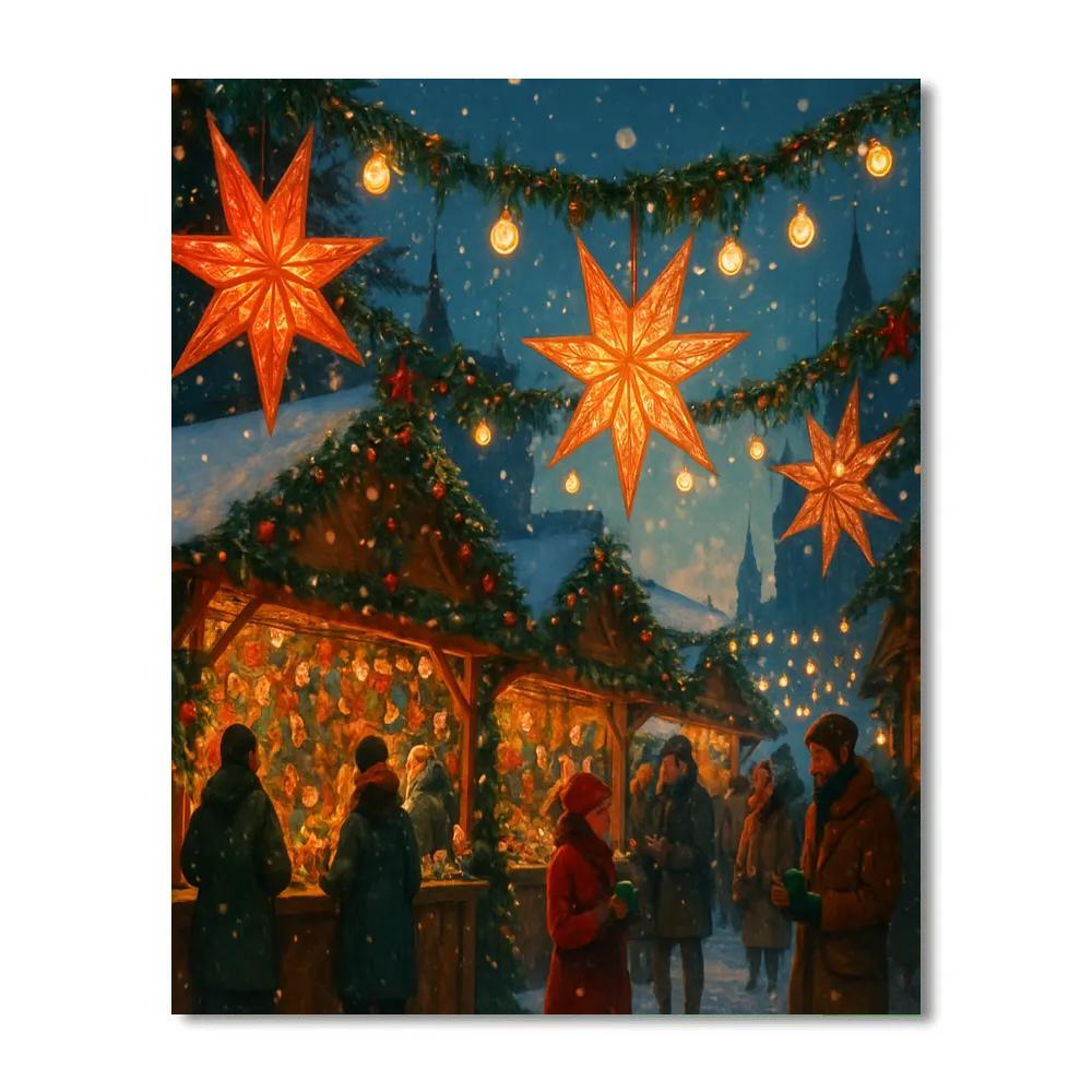 Christmas Market Under Paper Stars Paint by numbers art