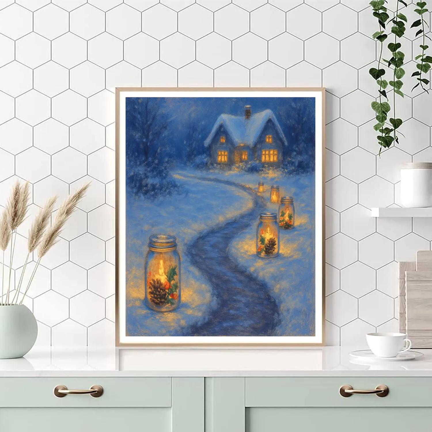 Pinecone Lantern Walkway paint by number
