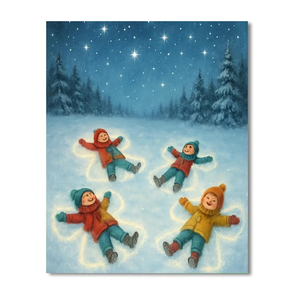 Snow Angels In Starlight Meadow Number painting