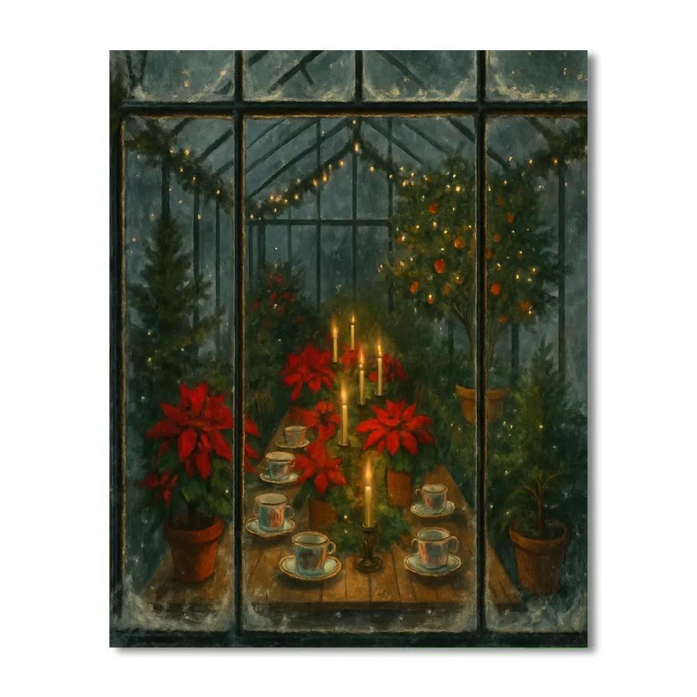 Holiday Tea Party In The Greenhouse Number painting