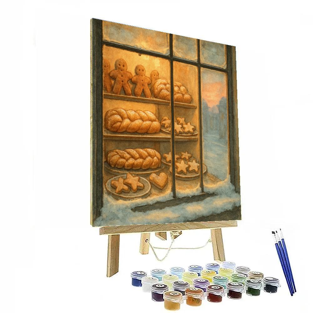 Christmas Bakery Window At Dawn Paint by numbers kits